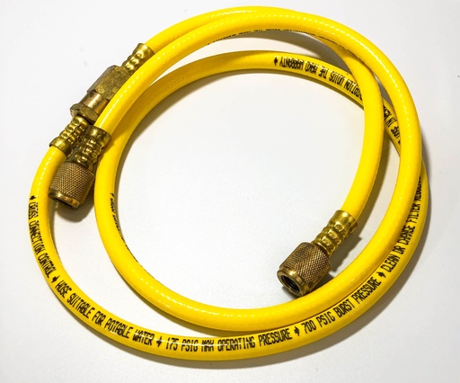 [MKHY700] Yellow PVC 700 psi max hose with filter and O-rings installed.  Custom designed for backflow testing and potable water safe