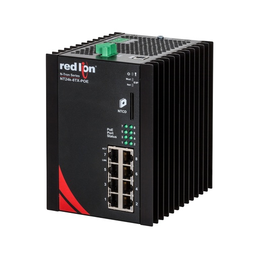 [NT24k-8TX-POE] NT24k Series, N-Tron NT24k-8TX-POE Gigabit PoE+ Managed Ethernet Switch