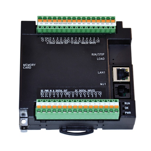 [HE-RCC8842-75] RCC Logic controller without display. 8 digital DC inputs, 8 digital outputs, 4 analog input, 2 analog outputs, 1 half-duplex RS-485, 1 RS-232, CAN, 10/100 Ethernet. (non-UL)