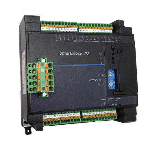 [HE569DQM204] SmartBlock, 8 High Current, Socketed SSRs (AC).  Form A (NO) Solid State Relays with 1A rating (1A, 275Vac).  Load connections made with Removable Terminal Strips