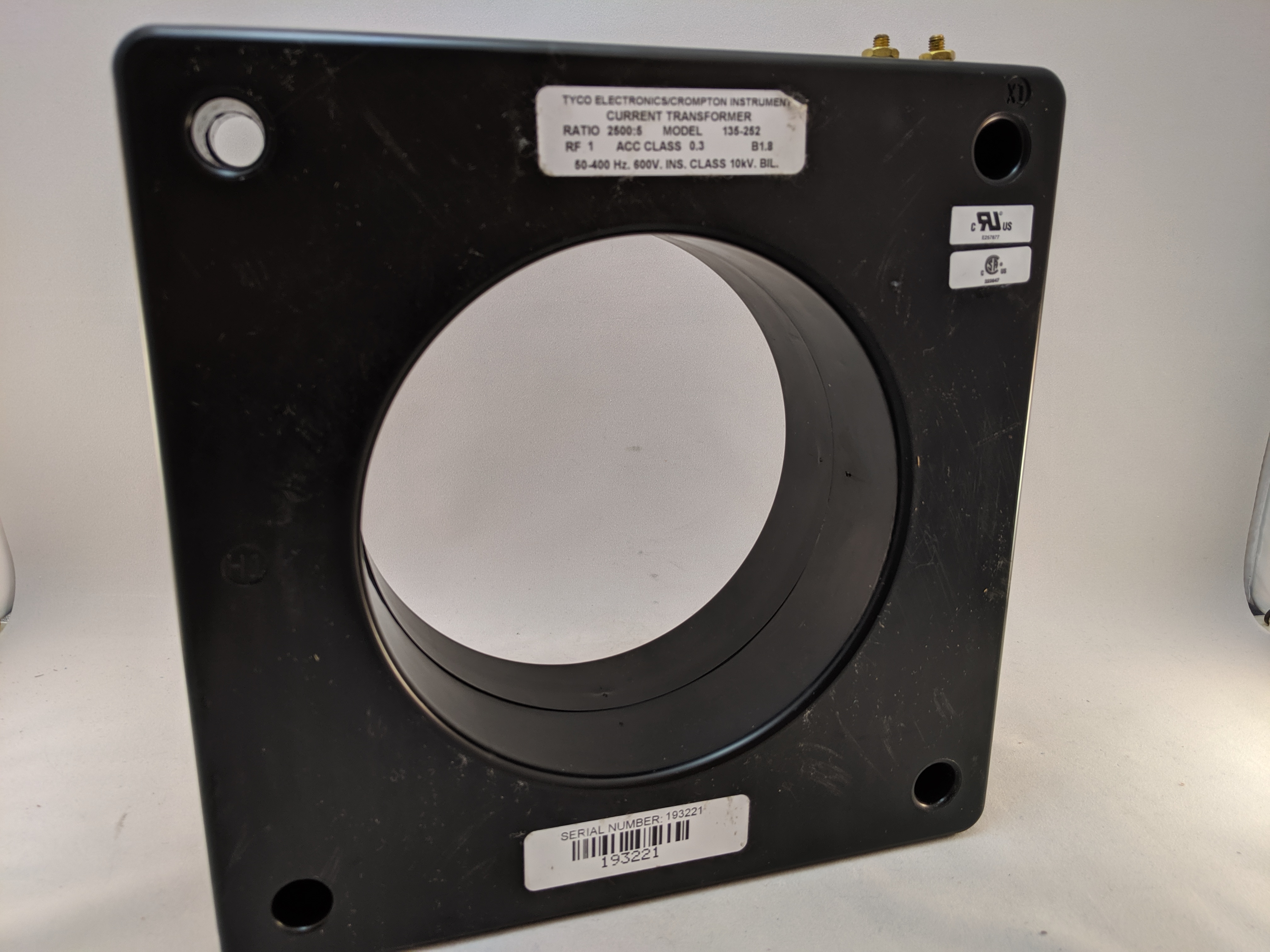 CURRENT TRANSFORMER 2500:5 5.75" DIA. WINDOW