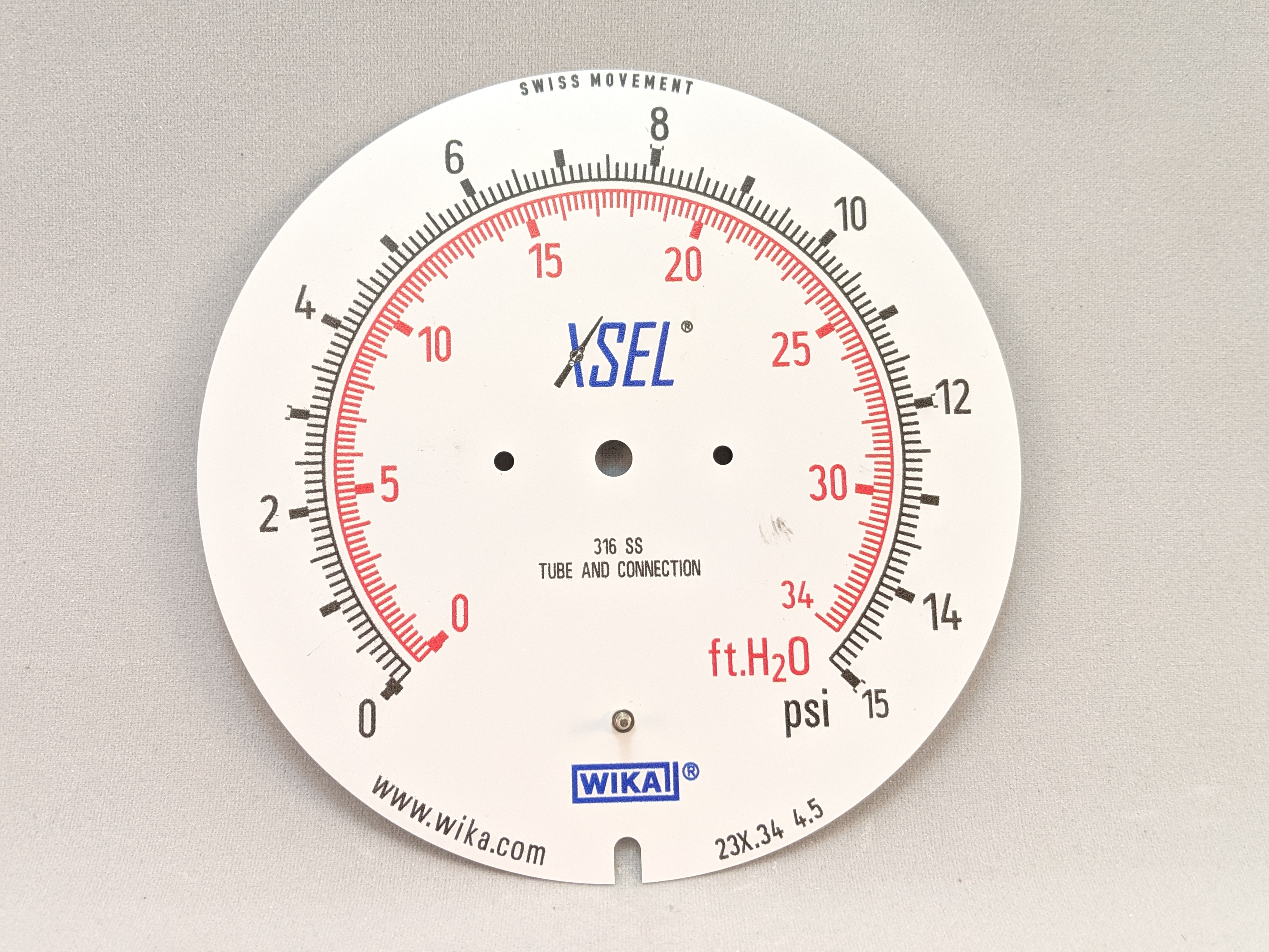 Dial Only, 15 PSI and 34 Feet of Water for 23X.34 Gauge