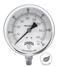 WINTERS PRESSURE GAUGE 1.5" DIAL, 0-60PSI, G1/8 BACK CONNECTION, LIQUID FILLED