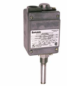 BARKSDALE LOCAL MOUNT TEMPERATURE SWITCH, NEMA 4, SPDT SINGLE SET POINT, +100°F +300°F, WITH BRASS THERMOWELL