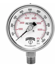 WINTERS SAFETY GAUGE, SS 4.5" DIAL, 0/3000PSI/KPA, 1/2" NPT BTM MOUNT, DRY