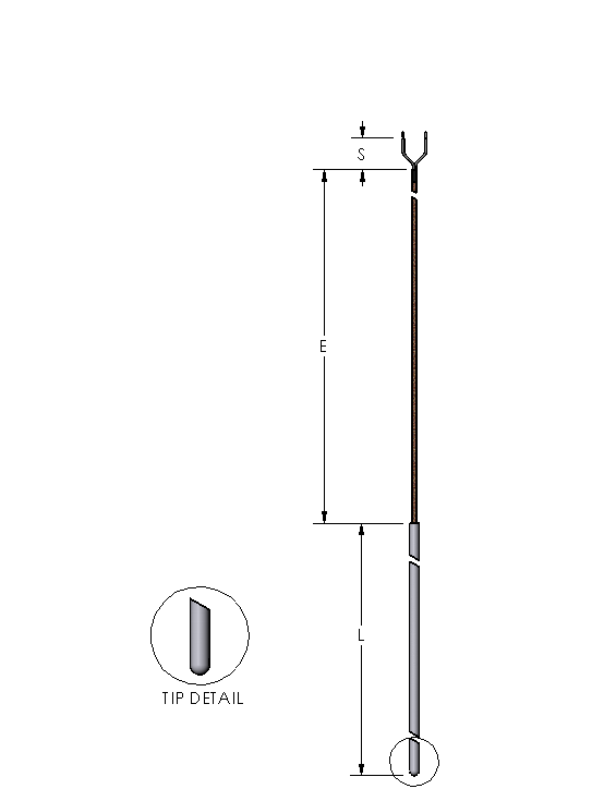 Thermocouple Sensor Style 20 Style 2 in.(l) x .188 in. (D) sheath Straight