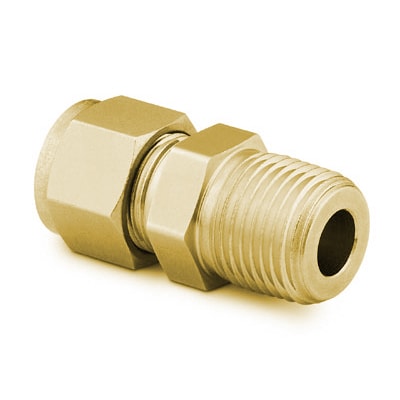 Brass Swagelok Tube Fitting, Male Connector, 1/4 in. Tube OD x 1/4 in. Male NPT