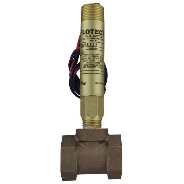 Series V6 Flotect, Mini-Size Flow Switch, .75"NPT, Brass Body and Tee