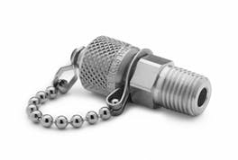 1/4" male NPT x male Quick-test, with check-valve, with cap and chain, S.S.