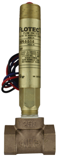 Series V6 Flotect, Mini-Size Flow Switch, 1"NPT, Brass Body and Tee