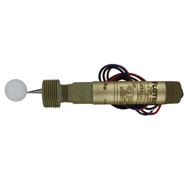 FLOTECT LEVEL SWITCH, BRASS BODY & FLOAT, 1"NPT, POLYPROPYLENE SHERICAL FLOAT, SIDE WALL MOUNT