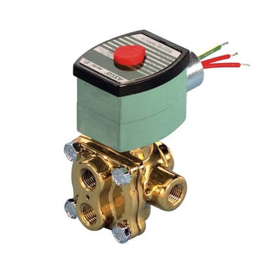 342 Series 4-Way Solenoid Valve (8342), 1/4" NPT, 120 VAC, Brass, 4 Way