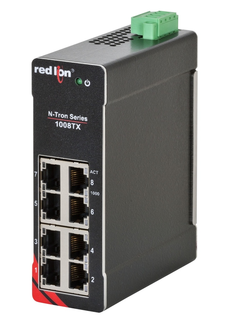 1000 Series, 8-Port, N-Tron 1008TX Gigabit Industrial Ethernet Switch
