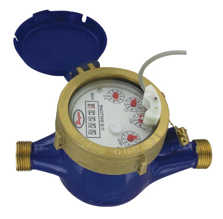 WMT2 Multi-Jet Water Meter, 3/4" Brass, GPM, Pulse Output