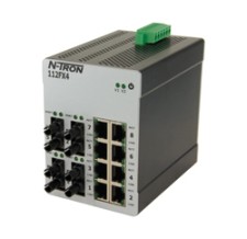 100 Series, 12-Port, N-Tron 112FX4 Unmanaged Industrial Ethernet Switch, ST 2km