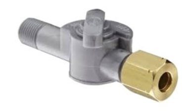 3-way vent valve, plastic, 1/8" NPT to 1/4" metal tubing, 80 psi rating