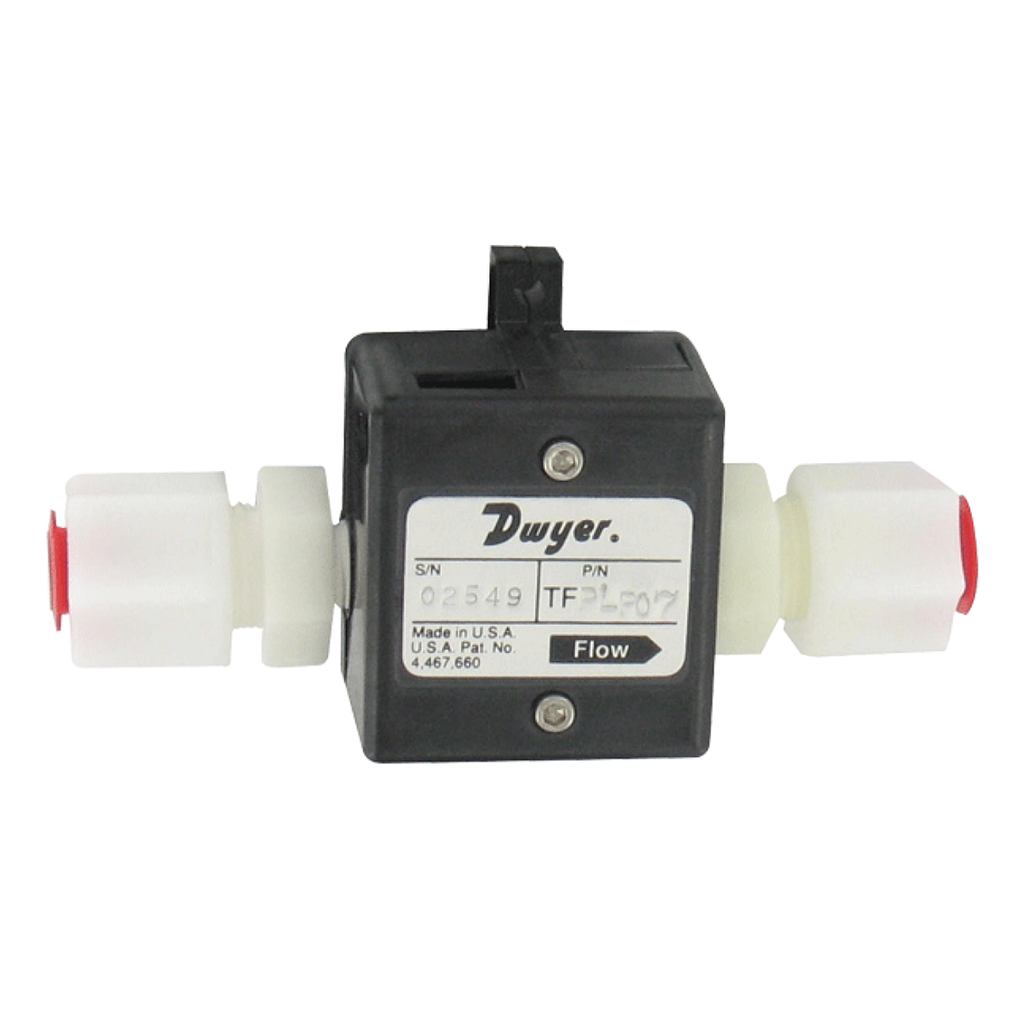 Dwyer TFP-LP Liquid turbine flow meter, range .79 to 7.9 GPH (0.05 to 0.5 LPM), 1/4" OD connection