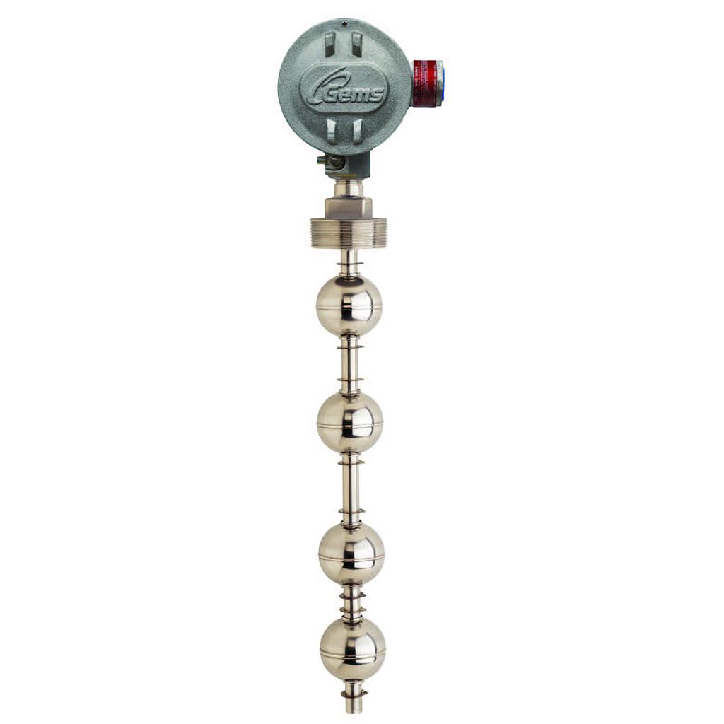 LS-800-3-SS-SS-SPST-020-GR2-3, LO = 28”, L1 = 26” normally open dry, L2 = 12” normally closed dry, L3 – 6.5” normally closed dry, Collar and setscrews, Explosion proof junction box