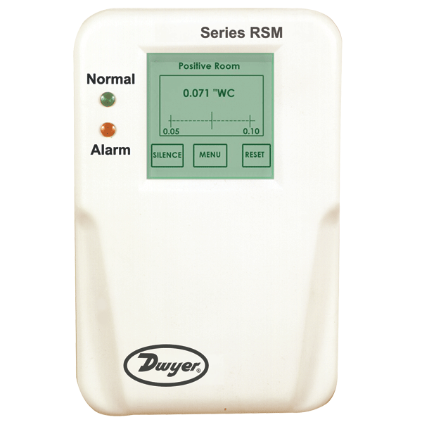 Room status monitor, range ±0.05" w.c., excitation 120 VAC. Series RSM