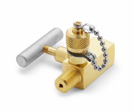 Shut-off valve - 1/4" Female NPT x 1/4" Female NPT with male QT test port, brass