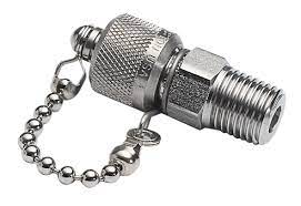 1/4" male NPT x male Quick-test, no check-valve, with cap and chain, SS