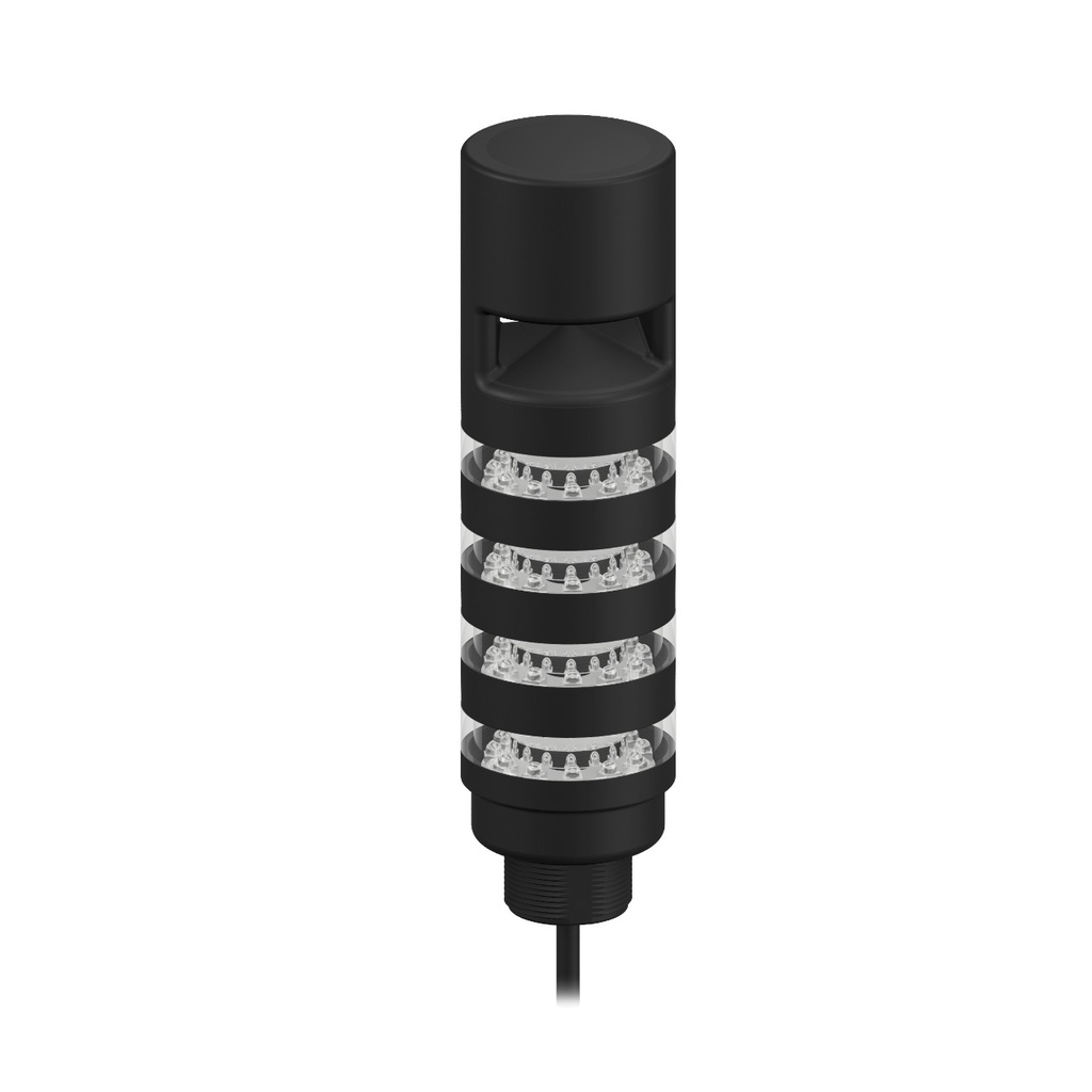 Tl50 Pro Tower Light With Sealed Omni-Directional Audible, Beacon Black Housing: 4 Lighted Segments, TL50PBL4AOS