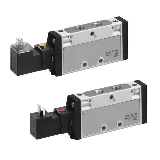 AVENTICS TC08 Series 5/2 Directional Valve, G 1/8 Pipe/Plate, 4-Pin M8 Plug, Air Spring Return, Man. Override w/o Detent