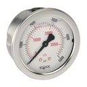 900 Series Liquid Filled Pressure Gauge, 0 psi to 160 psi, 304SS Front Flange, Brass Press Fit Orifice 0.3 mm