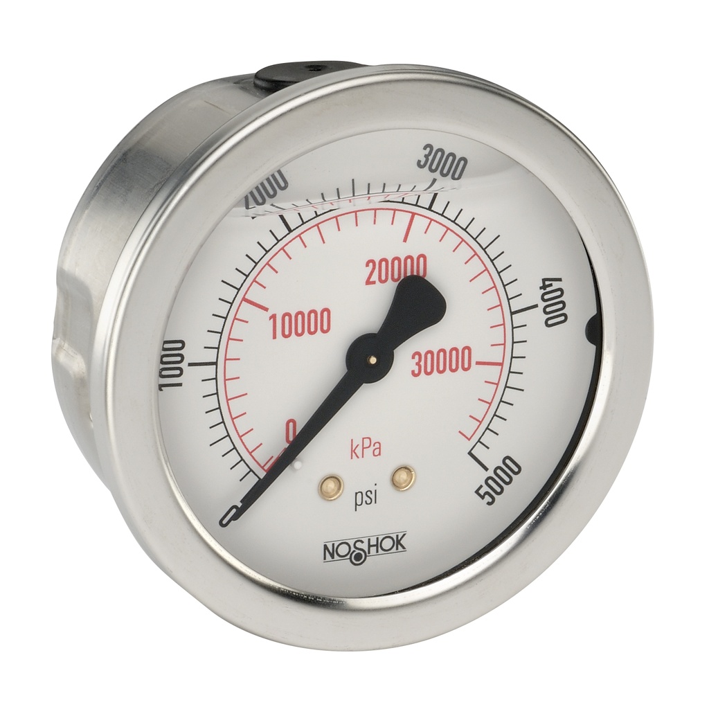 900 Series Liquid Filled Pressure Gauge, 0 psi to 30 psi, 304SS Front Flange, Brass Press Fit Orifice 0.3 mm