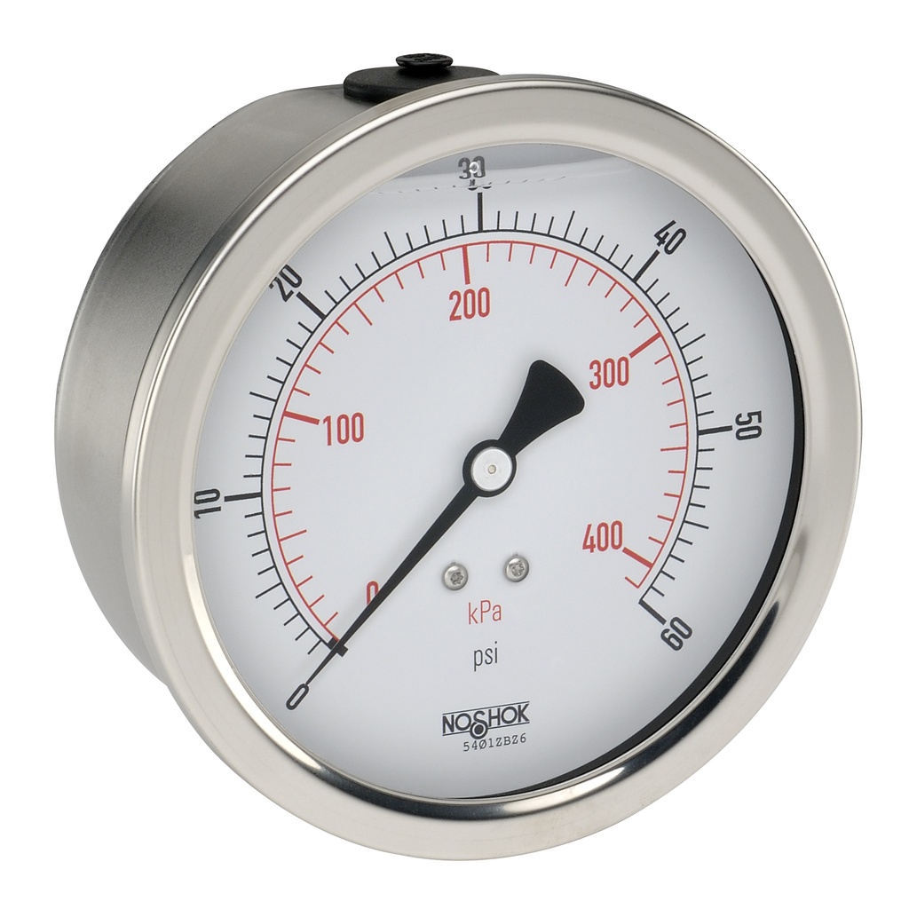 900 Series Liquid Filled Pressure Gauge, 0 psi to 100 psi, 304SS Front Flange