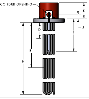 6" 150LB FLANGED CIRCULATION HEATER, 480V/30KW, 15.375" ELEMENT INSERTION LENGTH, 15 ELEMENTS