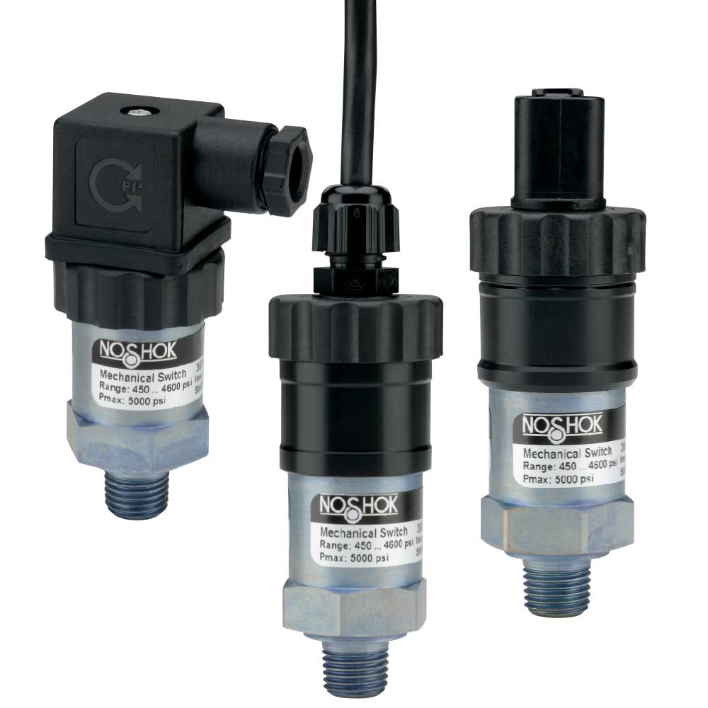 300 Series Vacuum Pressure Switch, Adjustable Hysteresis, -5 to -28 inHg, 1/4" NPT-Male, SPDT, Deutsch 3-Pin Male (DT04-3P)