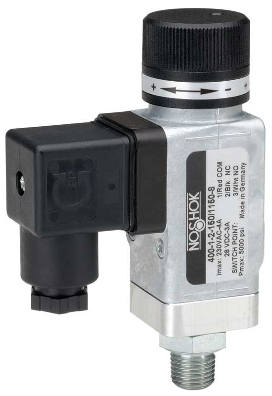 400 Series Heavy-Duty Mechanical High Pressure Switch, 145 to 1,160 psig, 1/4" NPT-Male, SPDT, DIN EN 175301-803 Form A