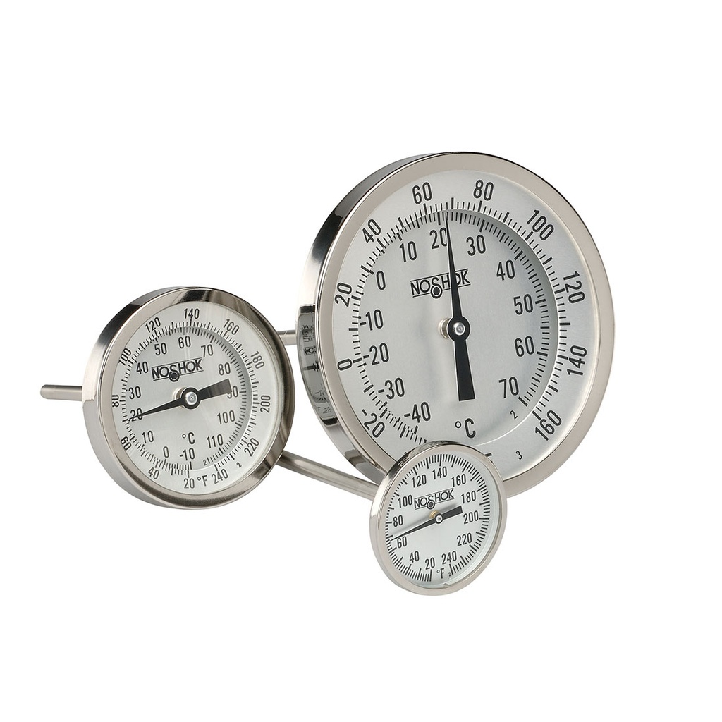 100 Series Industrial Type Bimetal Thermometer, 50 to 500 °F, 1/4" NPT, 6" Stem, 0.150" Stem Diam