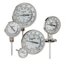 300 Series Bimetal, Industrial Thermometer, External Reset, Sanitary Options, 40 to 160 °F, 1/2" NPT, 2.5" Stem, 0.250" Stem Diam