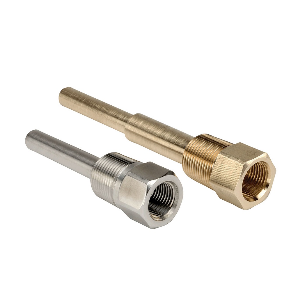 50 Series Straight Shank Thermowell, 1/2" NPT, Brass to 1/2" NPT-Male, 2.5" Stem