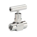 100 Series Mini, Hard Seat Needle Valve, 7/16-20 Unified Fine UNF 2B, Female x Female, Extended, Steel, 0.172" Orifice