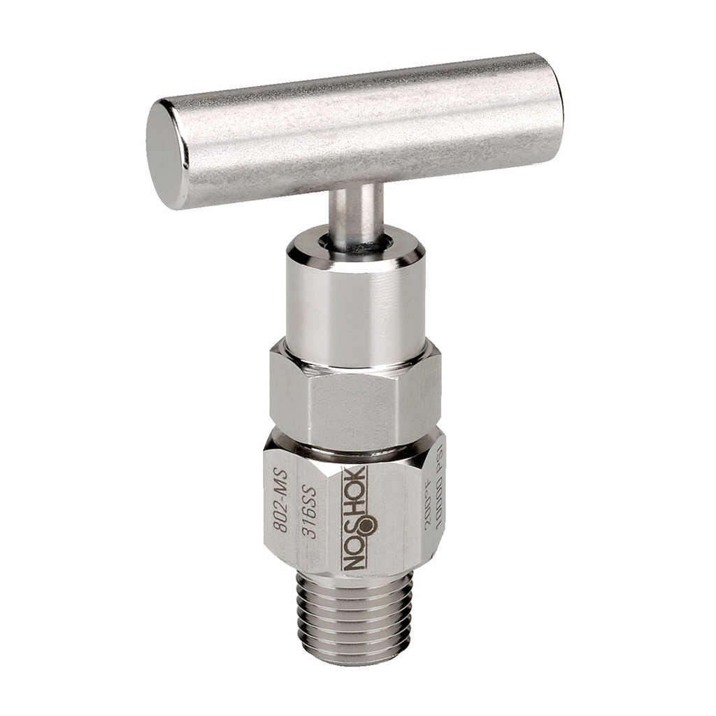 800/850 Series Bleed Needle Valve, 1/4" NPT, Male, Brass, 0.159" Bleed Port