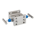 2020 Series 2-Valve Liquid Level Manifold Valve, Hard Seat, Flange x 1/2" NPT Female, Steel, 0.187" Orifice