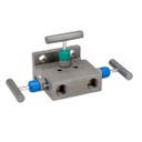 3010 Series 3-Valve Differential Pressure Manifold Valve, Hard Seat, 1/2" NPT Female x 1/2" NPT Female, Steel, 0.187" Orifice