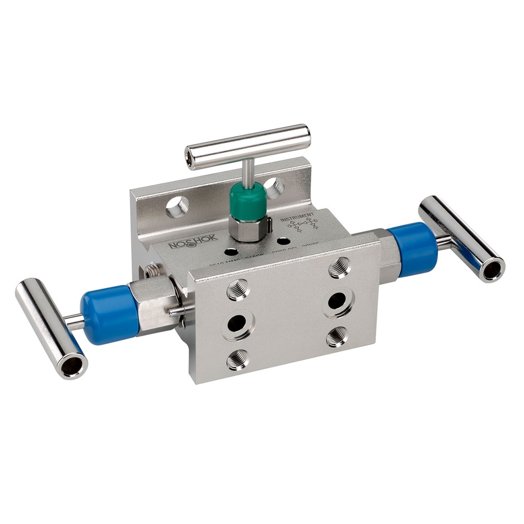 3510 Series 3-Valve Differential Pressure Manifold Valve, Soft Seat, Flange x 1/2" NPT Female, Steel, 0.375" Orifice