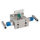 3510 Series 3-Valve Differential Pressure Manifold Valve, Soft Seat, Flange x 1/2" NPT Female, Steel, 0.375" Orifice