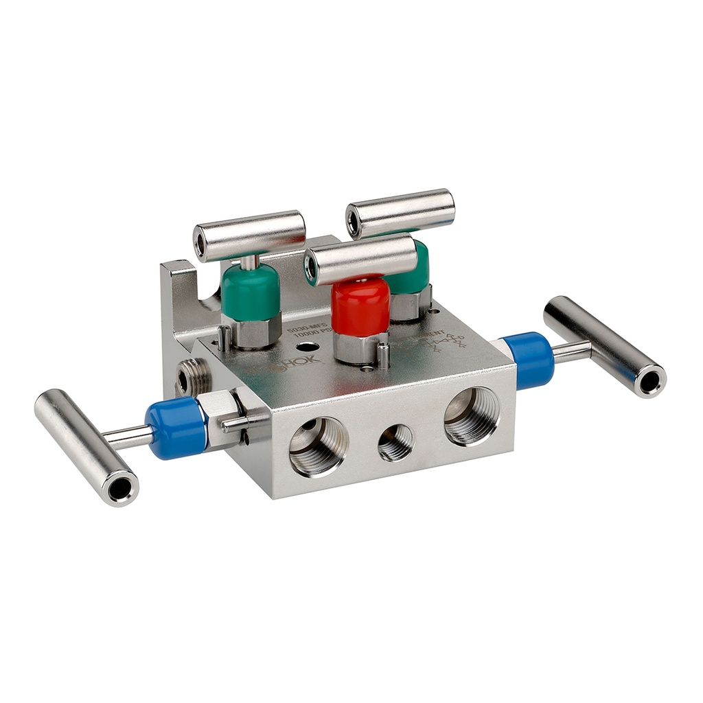 5030 Series 5-Valve Natural Gas Manifold Valve, Hard Seat, 1/2" NPT Female x 1/2" NPT Female, Steel, 0.187" Orifice