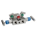 5530 Series 5-Valve Natural Gas Manifold Valve, Soft Seat, Flange x Flange, 316 SS, Flare Pattern, 0.375" Orifice