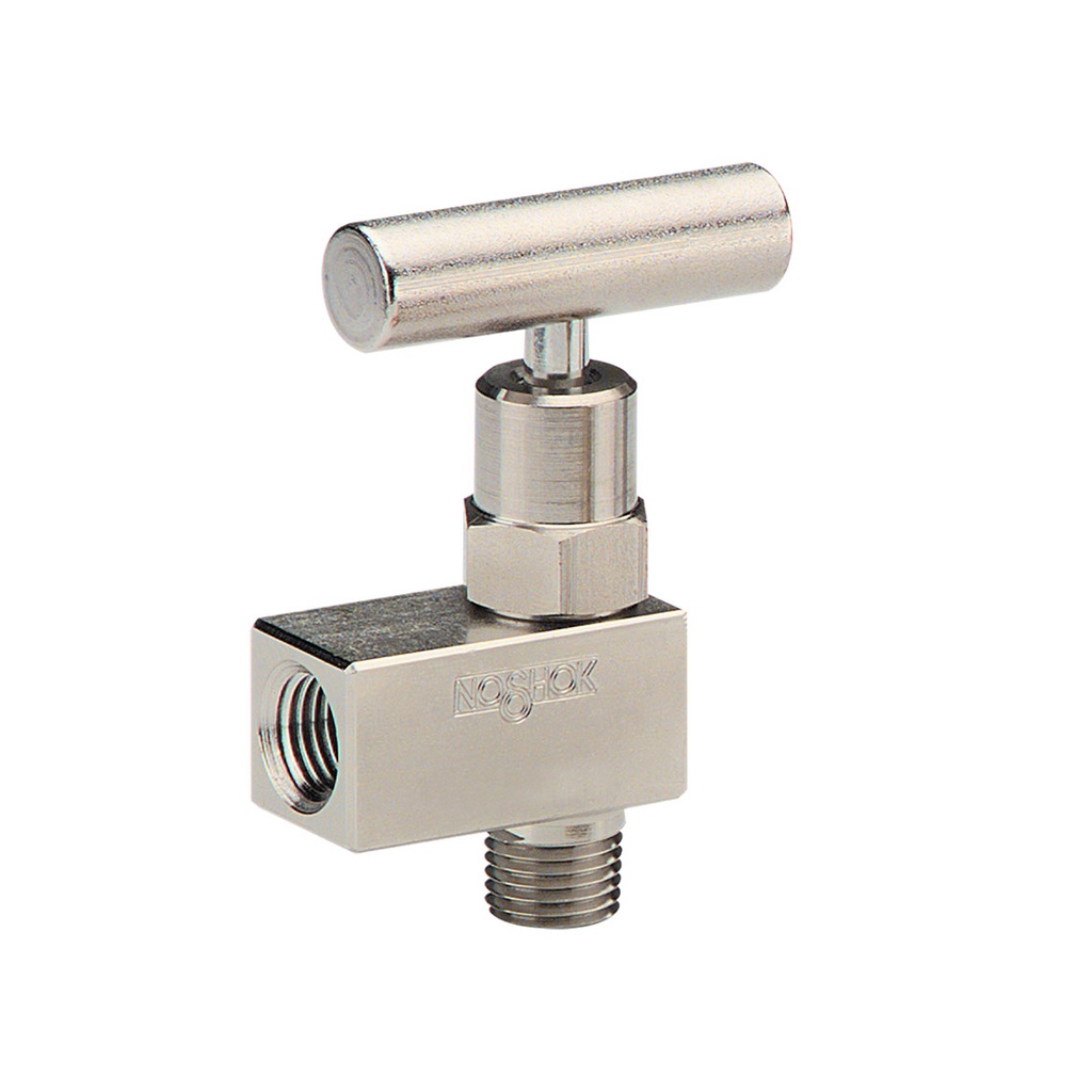 150 Series Mini Needle Valves w/Soft Tip, 1/8" NPT, Male x Female, Angle, Brass, 0.172" Orifice Soft Seat Mini Valve