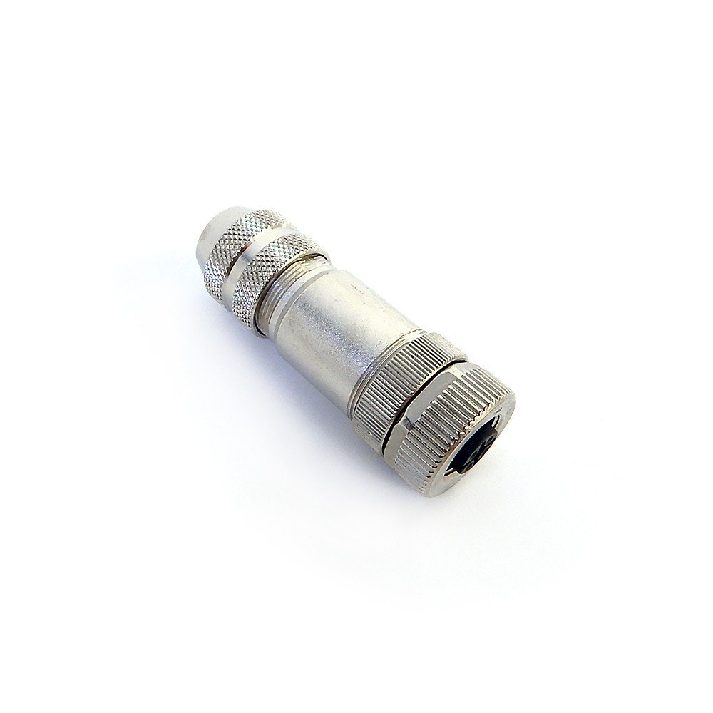 CMB 8181-0, Straight Female Field-wireable, M12 Connection, 8 Pins, Screw terminal Wire Termination, Metal Housing, Shielded