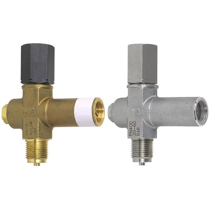 910.13 Series Adjustable Overpressure Valve, Stainless Steel, 1/2" NPTM to 1/2" NPTF, 0.4 to 2.5 bar