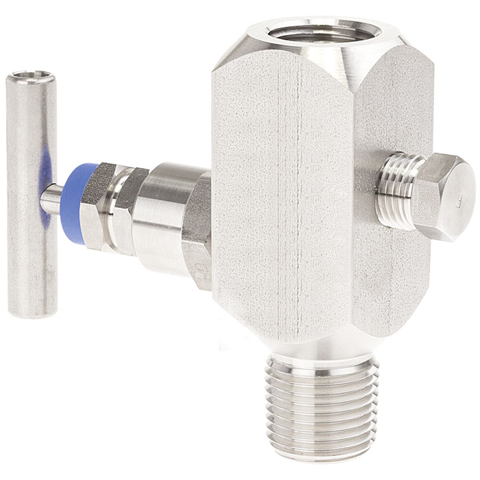 IV211 Series IV211 Series Flat Angled Valve, 316/316L SS, 1/4" NPTF to 1/4" NPTF, 6000 psi