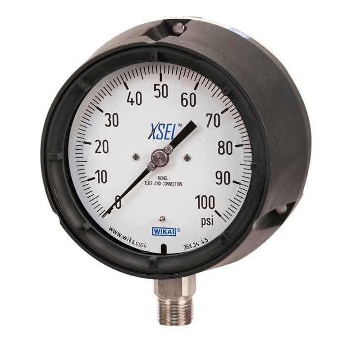 262.34 Series Dry Industrial Pressure Gauge, 4.5" Dial, 0 to 800 psi, 1/2 NPT Monel Lower Mount