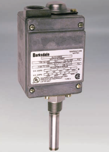 Barksdale Local Mount Temperature Switch, NEMA 4, SPDT Single Set Point, +75°F +200°F, 304 SS Sensor